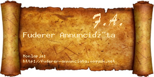 Fuderer Annunciáta névjegykártya
